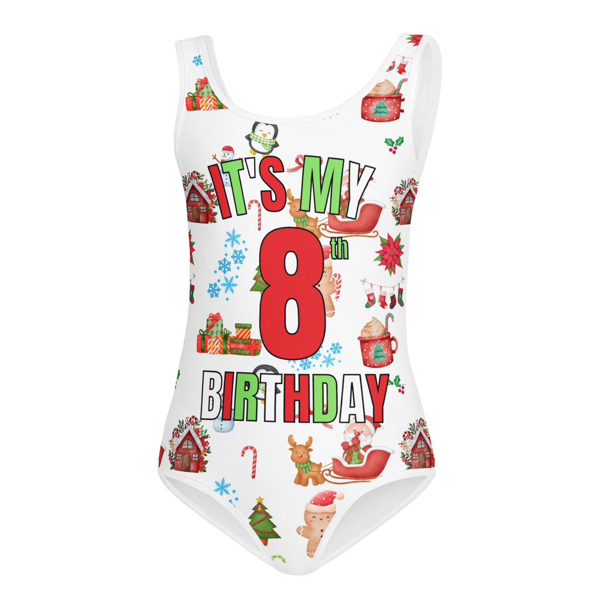 Girls Christmas Themed Custom Age It's My Birthday Leotard – Buttery-Soft, Quick-Dry 4-Way Stretch Comfort for Dance & Gymnastics
