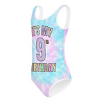 Girls Custom Age Faux Tie Dye Buttery Soft Leotard With Name On Back - Quick Drying For Dance and Gymnastics