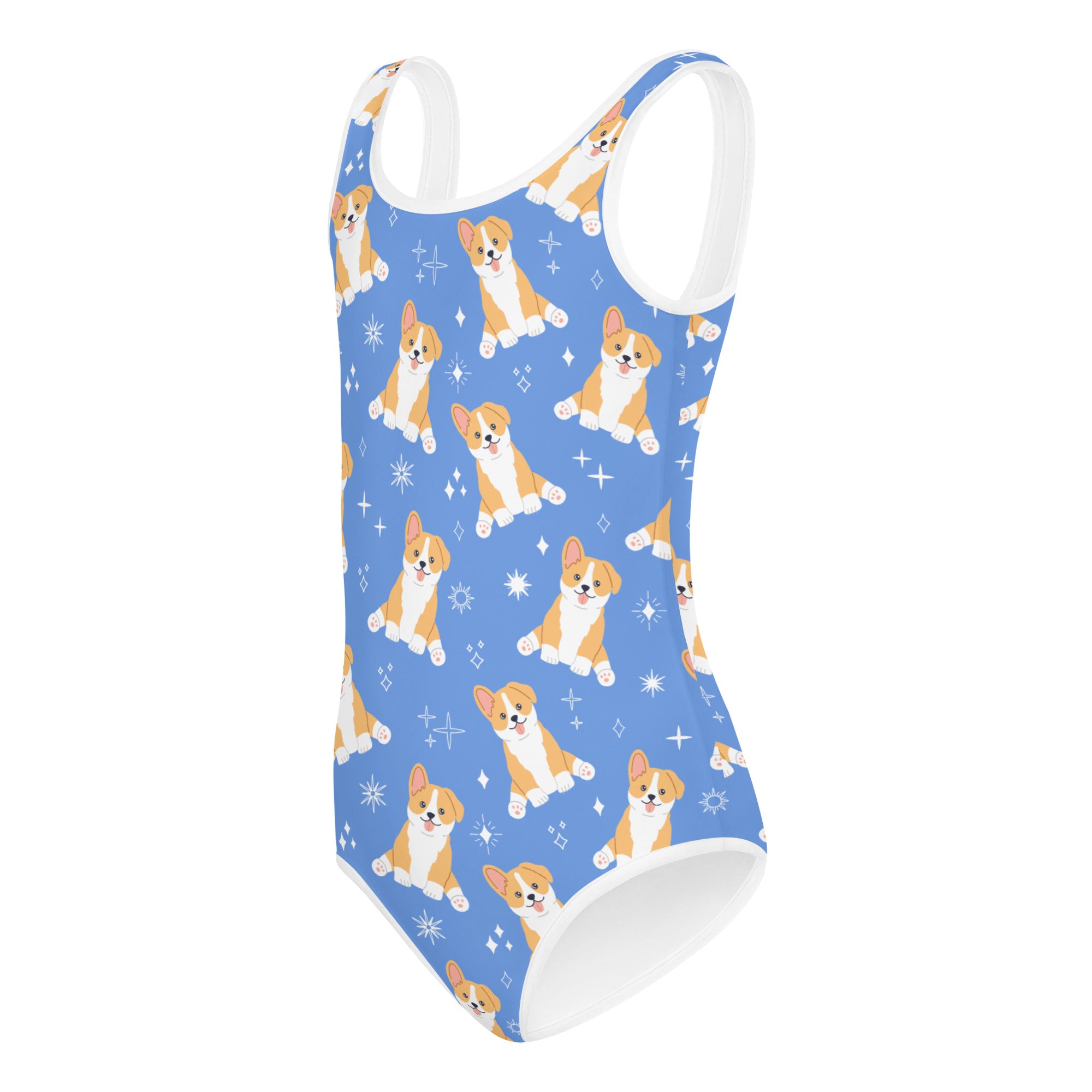 Girls Blue Corgi Buttery Soft Leotard - Quick Drying For Dance and Gymnastics