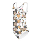 Girls Kawaii Cat Face Buttery Soft Leotard - Quick Drying For Dance and Gymnastics