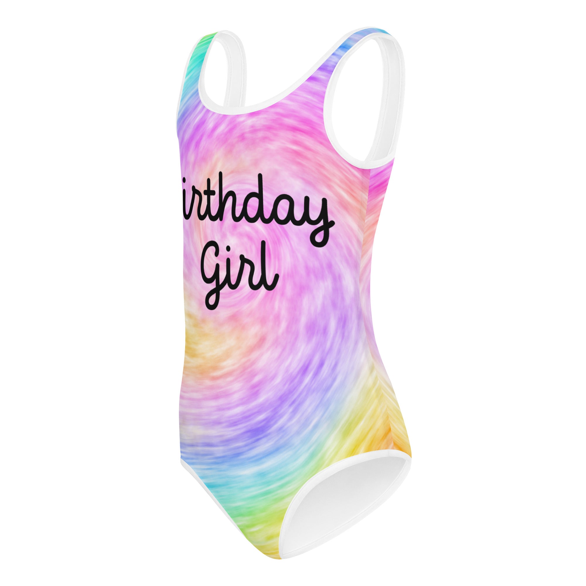 Girls Birthday Girl Rainbow Swirl Tie Dye Buttery Soft Leotard - Quick Drying For Dance and Gymnastics