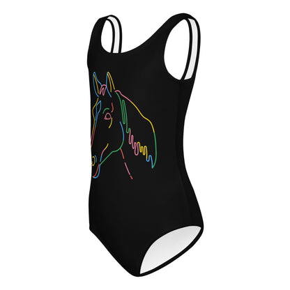 Girls Colorful Horse Outline Buttery Soft Leotard