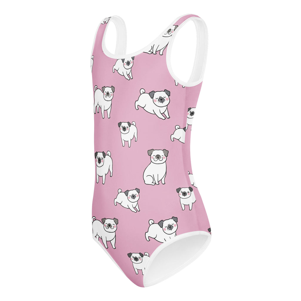 Girls Pink Pug Buttery Soft Leotard - Quick Drying For Dance and Gymnastics