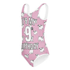 Girls Pink Pug Custom Age It's My Birthday Buttery Soft Leotard - Quick Drying For Dance and Gymnastics