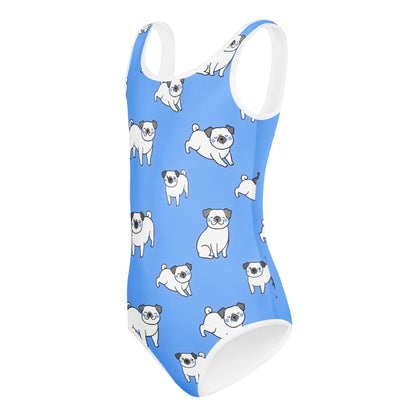 Girls Blue Pug Buttery Soft Leotard - Quick Drying For Dance and Gymnastics