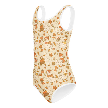 Girls Autumn Duck Themed Buttery Soft Leotard - Quick Drying For Dance and Gymnastics