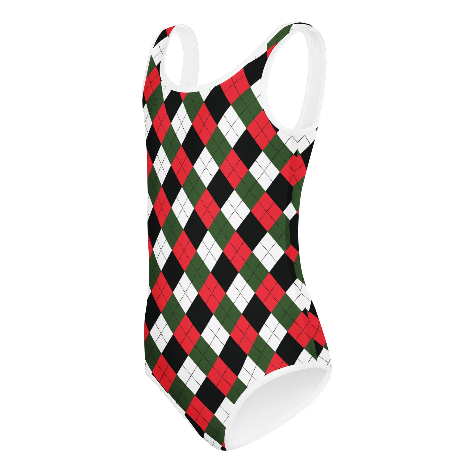 Girls Christmas Argyle Buttery Soft Leotard
