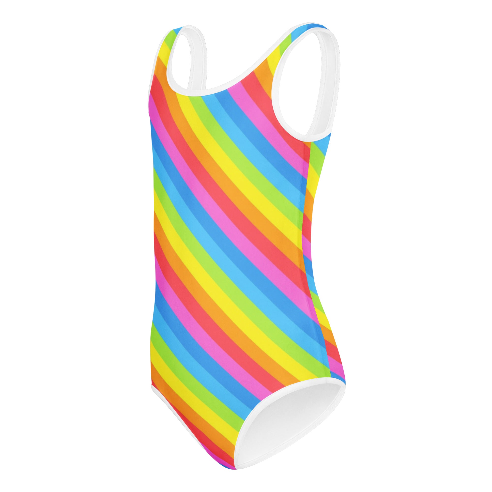 Girls Rainbow Stripe Buttery Soft Leotard - Quick Drying For Dance and Gymnastics