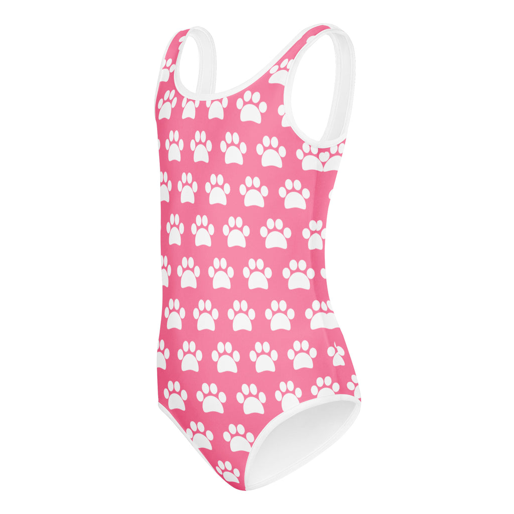 Girls Pink Paw Print Buttery Soft Leotard - Quick Drying For Dance and Gymnastics