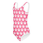 Girls Pink Paw Print Buttery Soft Leotard - Quick Drying For Dance and Gymnastics