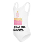 Birthday Girl Custom Name & Age Cake Candle Buttery Soft Leotard - Quick Drying For Dance and Gymnastics