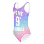 Girls Rainbow Stars Custom Age It's My Birthday Leotard - Quick Drying For Dance and Gymnastics
