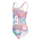 Girls Rainbow Mermaid Custom Age It's My Birthday Leotard - Quick Drying For Dance and Gymnastics