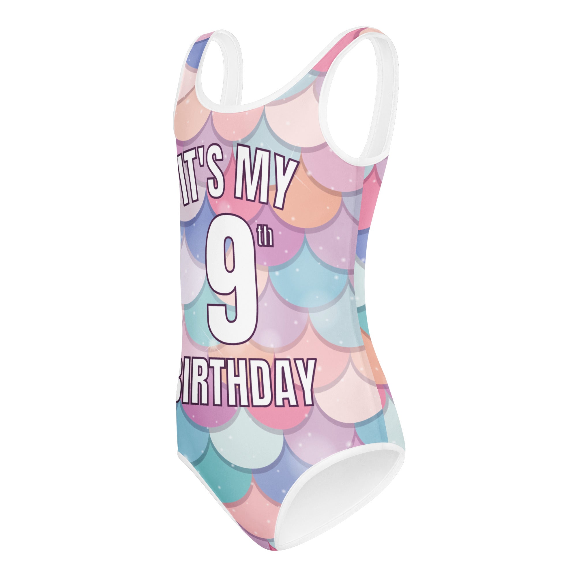 Girls Rainbow Mermaid Custom Age It's My Birthday Leotard - Quick Drying For Dance and Gymnastics