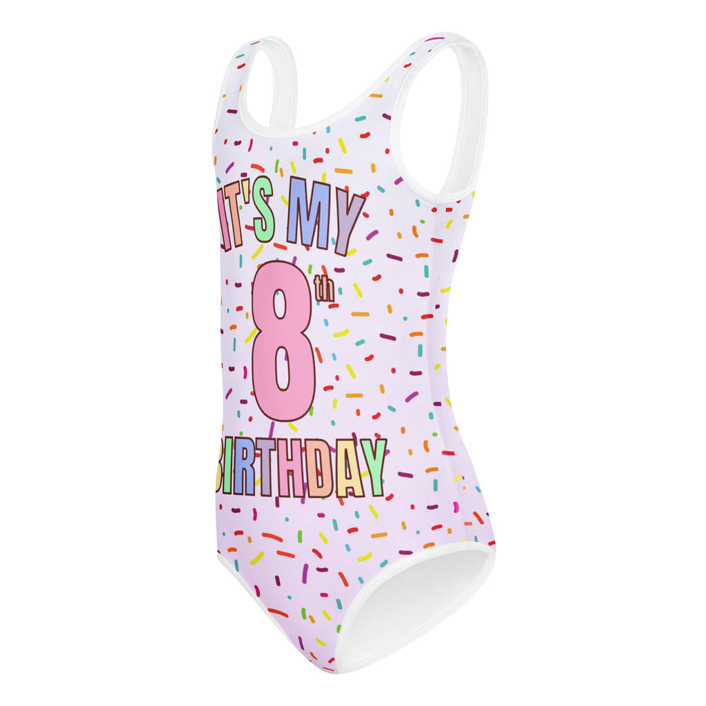 Girls Rainbow Sprinkles Custom Age It's My Birthday Buttery Soft Leotard - Quick Drying For Dance and Gymnastics 