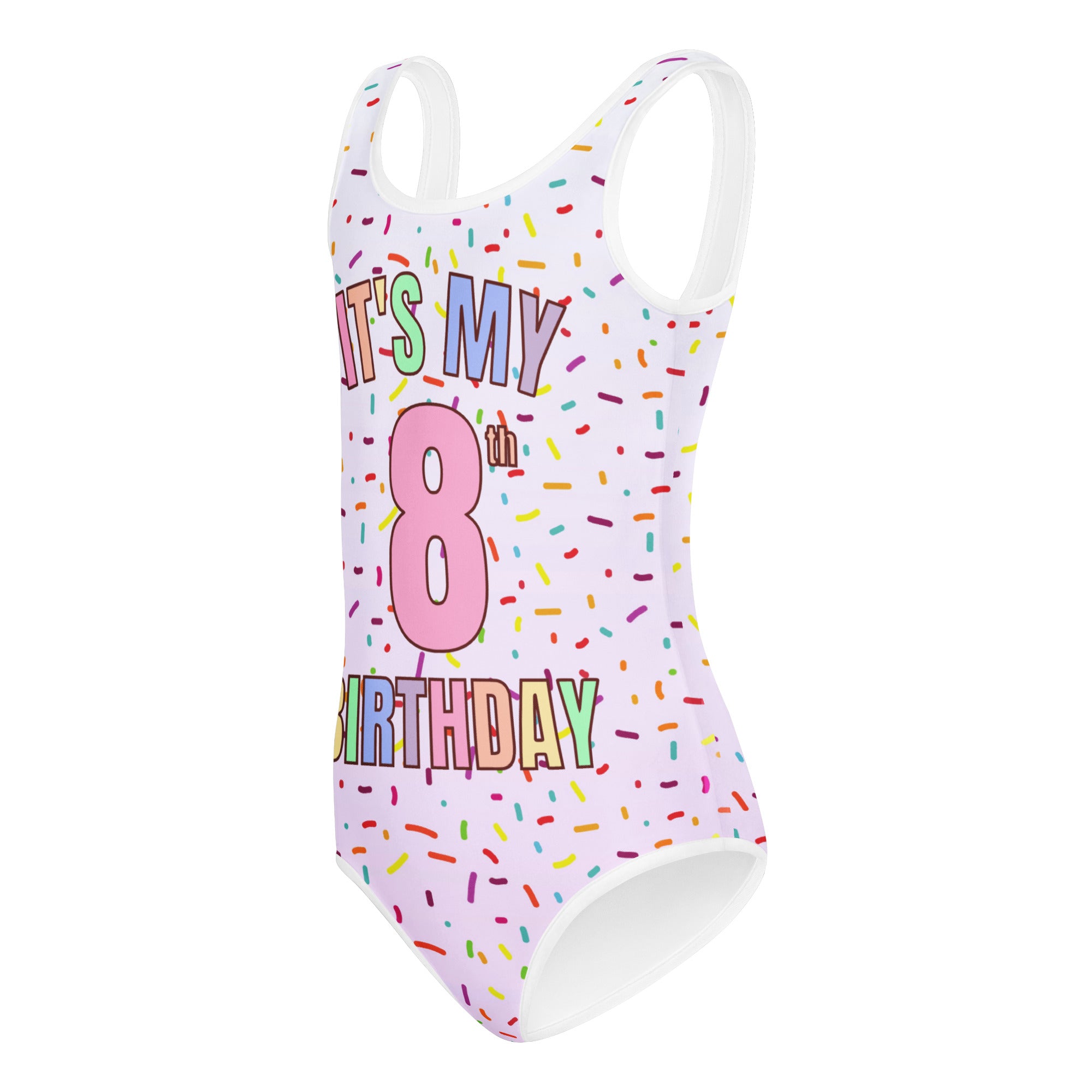 Girls Rainbow Sprinkles Custom Age It's My Birthday Buttery Soft Leotard - Quick Drying For Dance and Gymnastics 