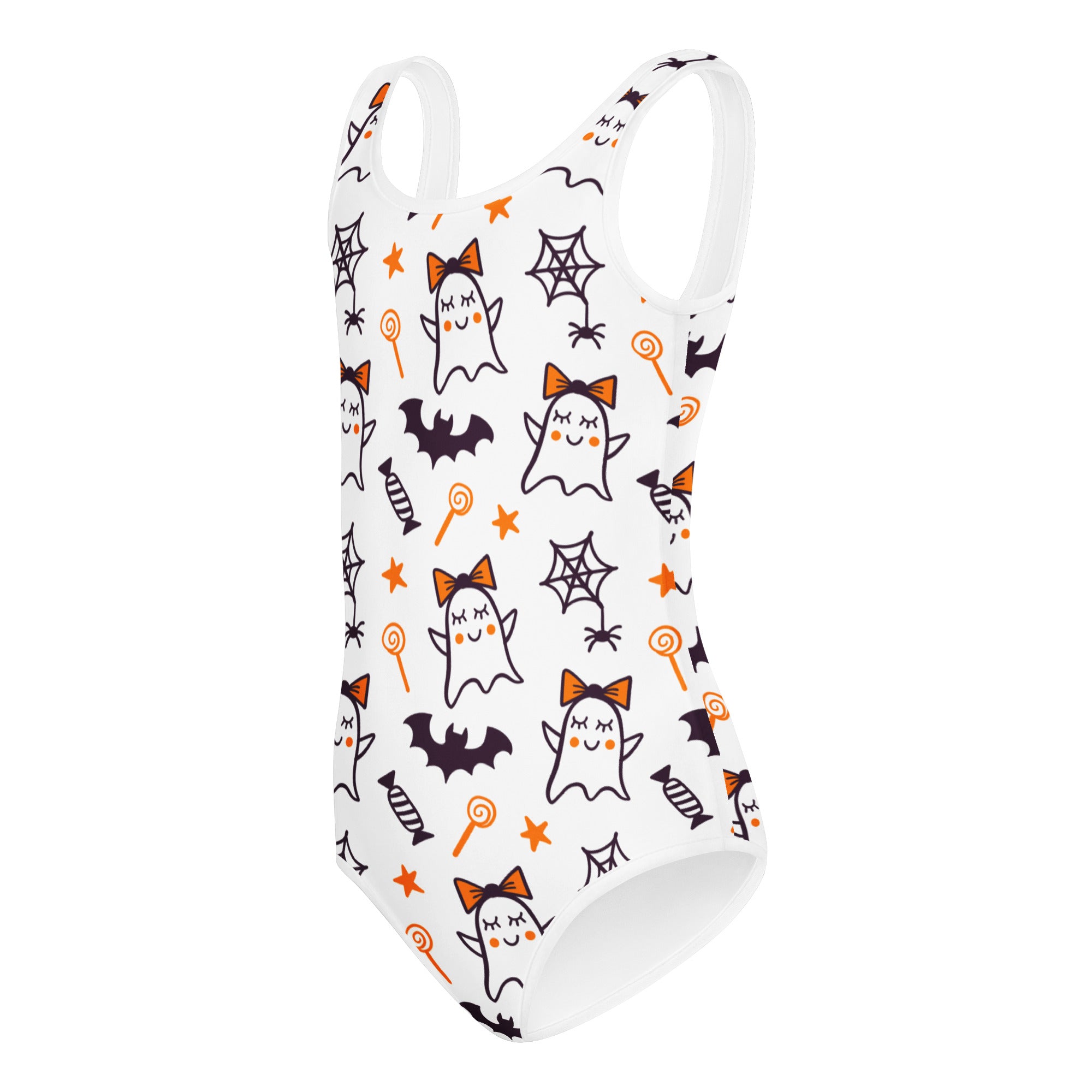 Girls Cute Ghost Halloween Leotard – Buttery-Soft, Quick-Dry 4-Way Stretch Comfort for Dance & Gymnastics