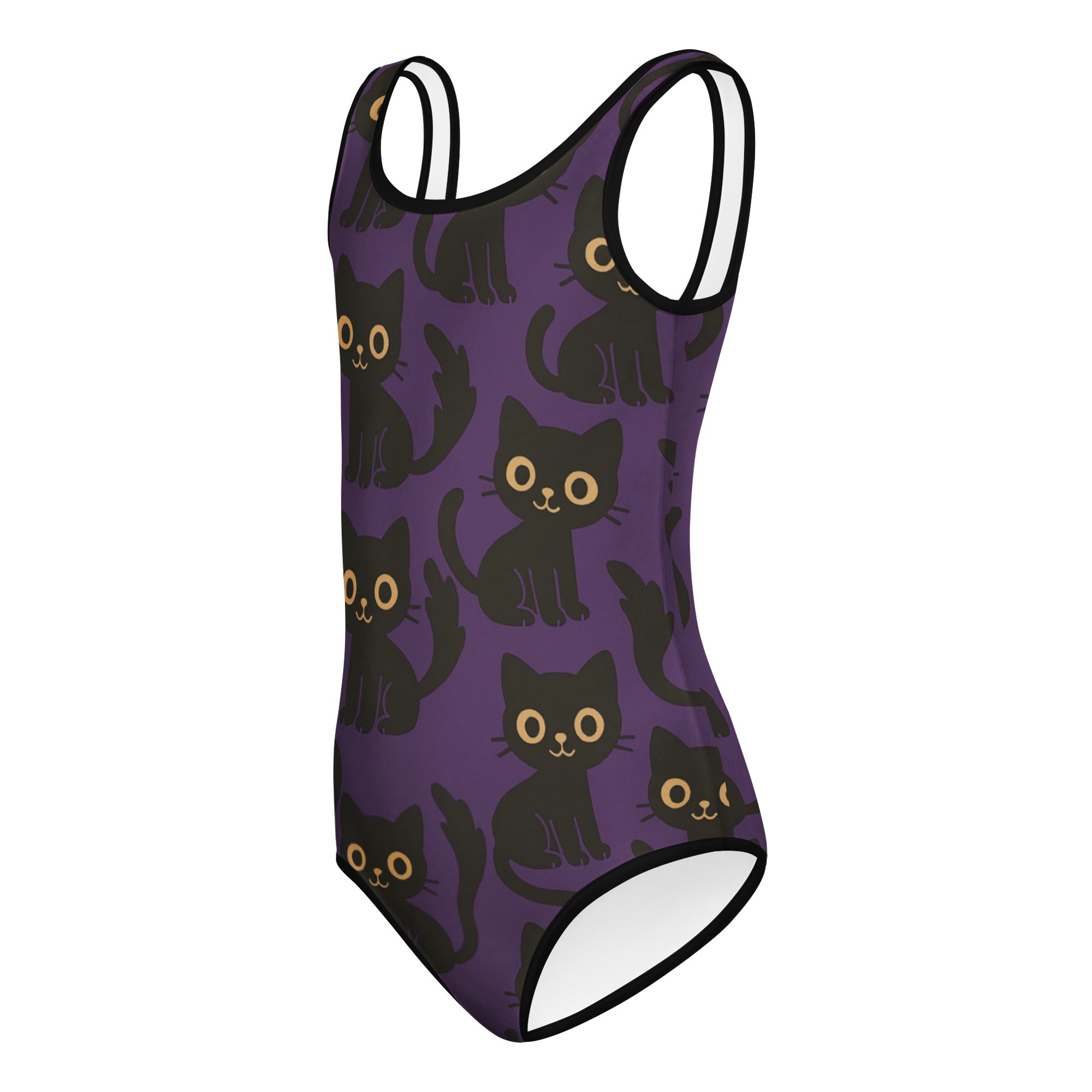 Girls Black Cat Halloween Leotard – Buttery-Soft, Quick-Dry 4-Way Stretch Comfort for Dance & Gymnastics