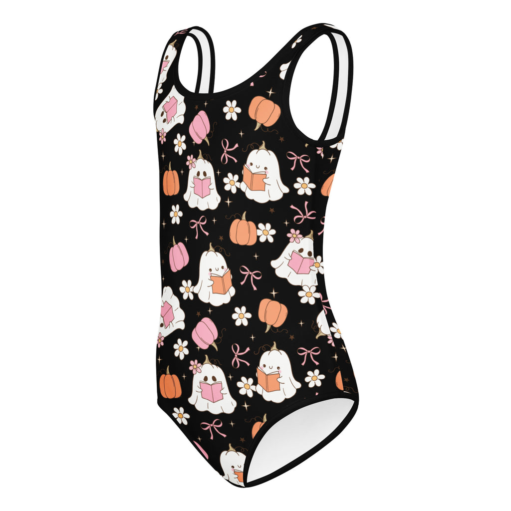 Girls Cute Ghost Halloween Leotard – Buttery-Soft, Quick-Dry 4-Way Stretch Comfort for Dance & Gymnastics