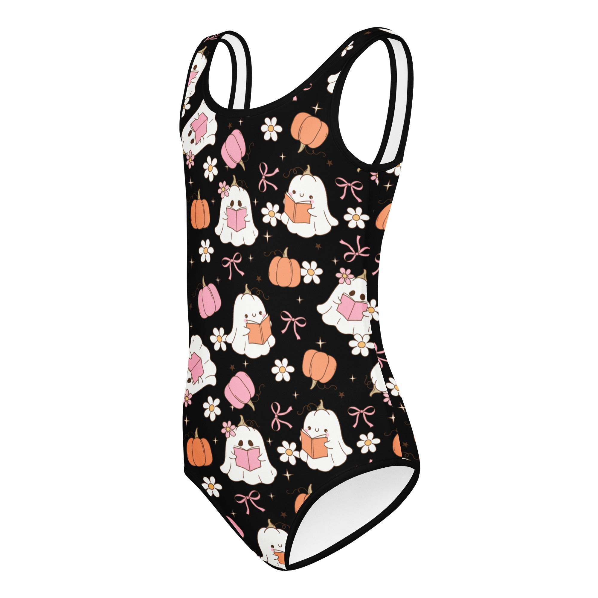 Girls Cute Ghost Halloween Leotard – Buttery-Soft, Quick-Dry 4-Way Stretch Comfort for Dance & Gymnastics