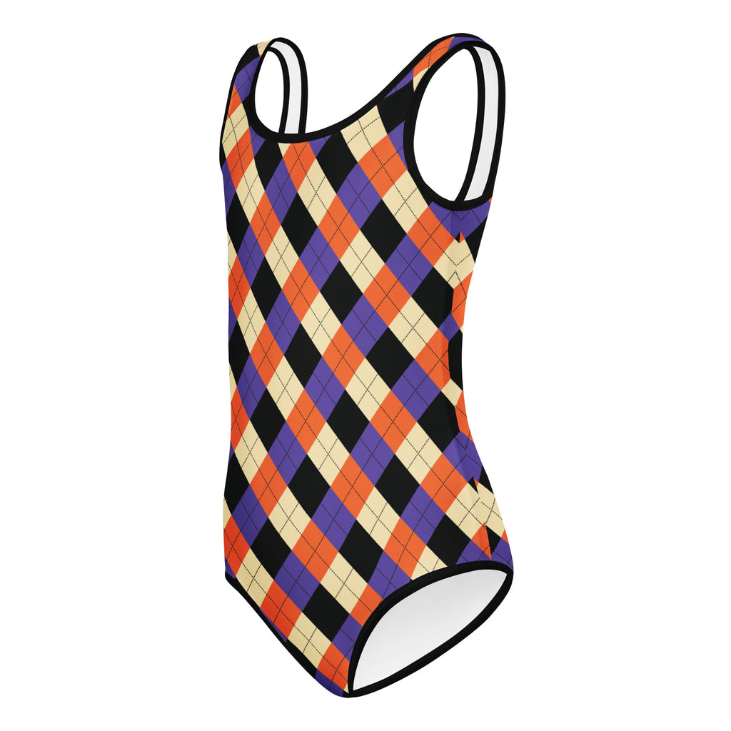 Girls Halloween Argyle Leotard – Buttery-Soft, Quick-Dry 4-Way Stretch Comfort for Dance & Gymnastics