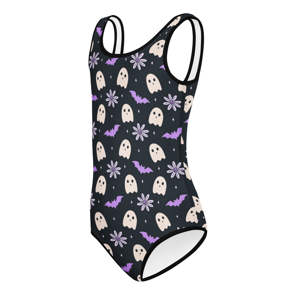 Girls Purple Floral Halloween Leotard – Buttery-Soft, Quick-Dry 4-Way Stretch Comfort for Dance & Gymnastics