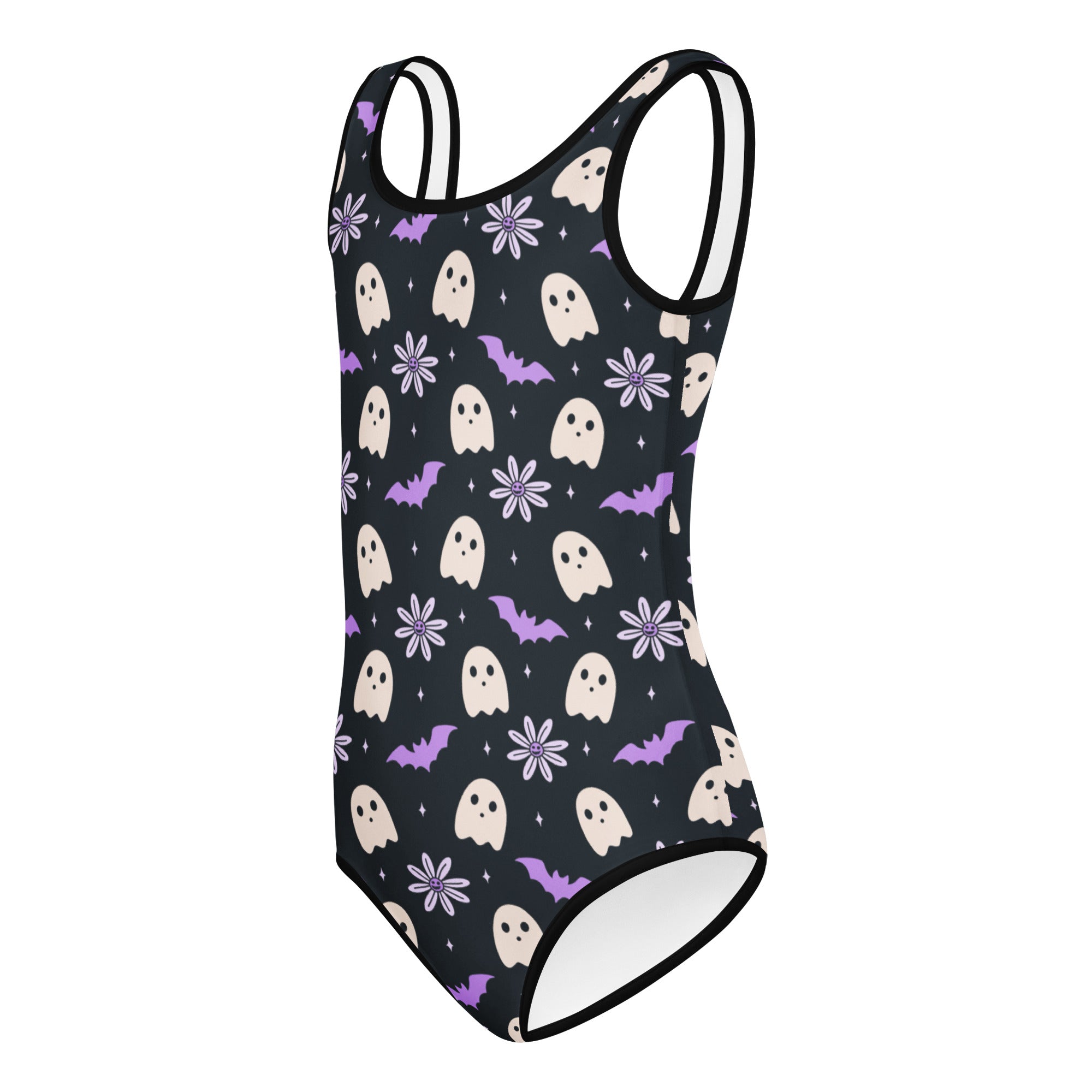 Girls Purple Floral Halloween Leotard – Buttery-Soft, Quick-Dry 4-Way Stretch Comfort for Dance & Gymnastics