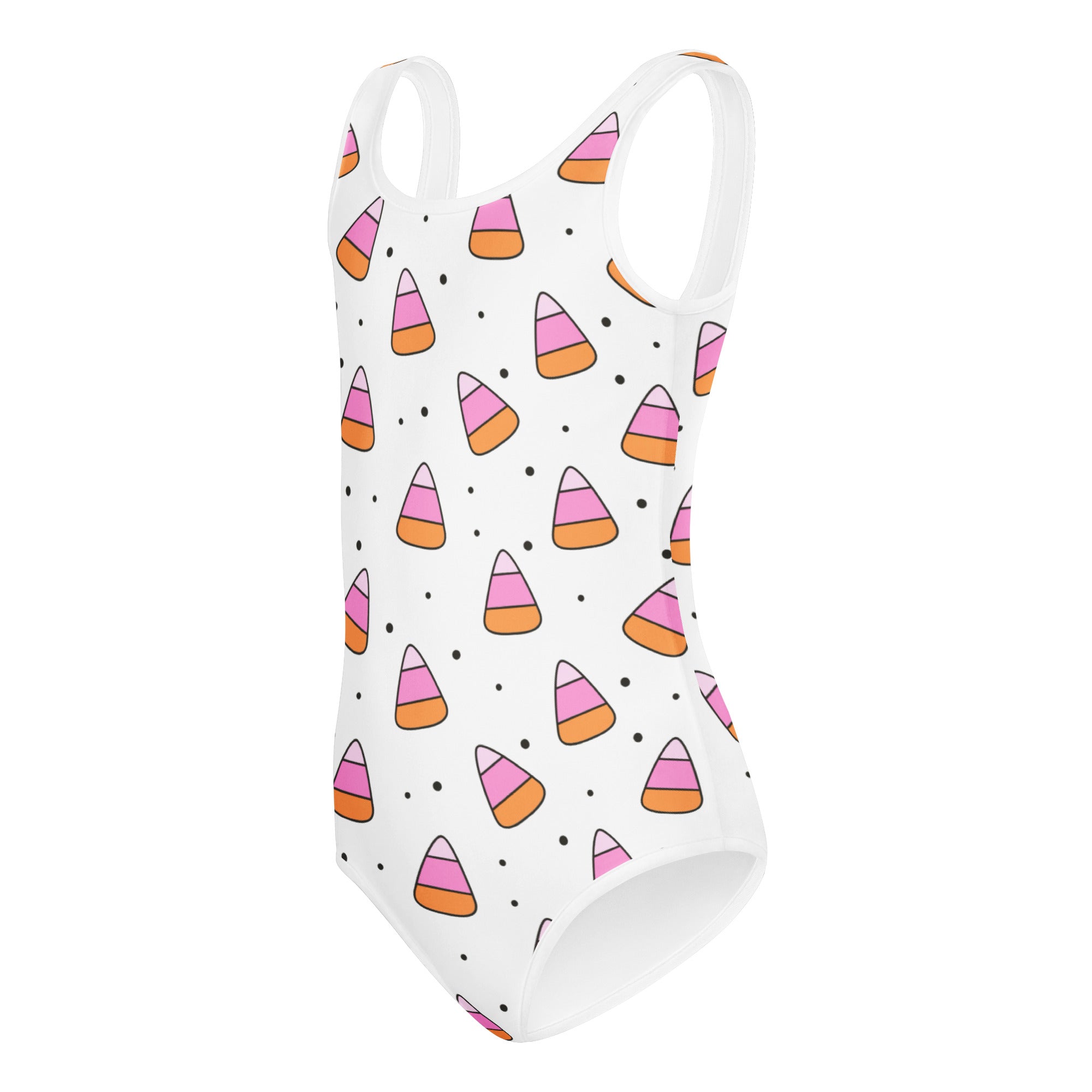 Girls White Candy Corn Halloween Leotard – Buttery-Soft, Quick-Dry 4-Way Stretch Comfort for Dance & Gymnastics