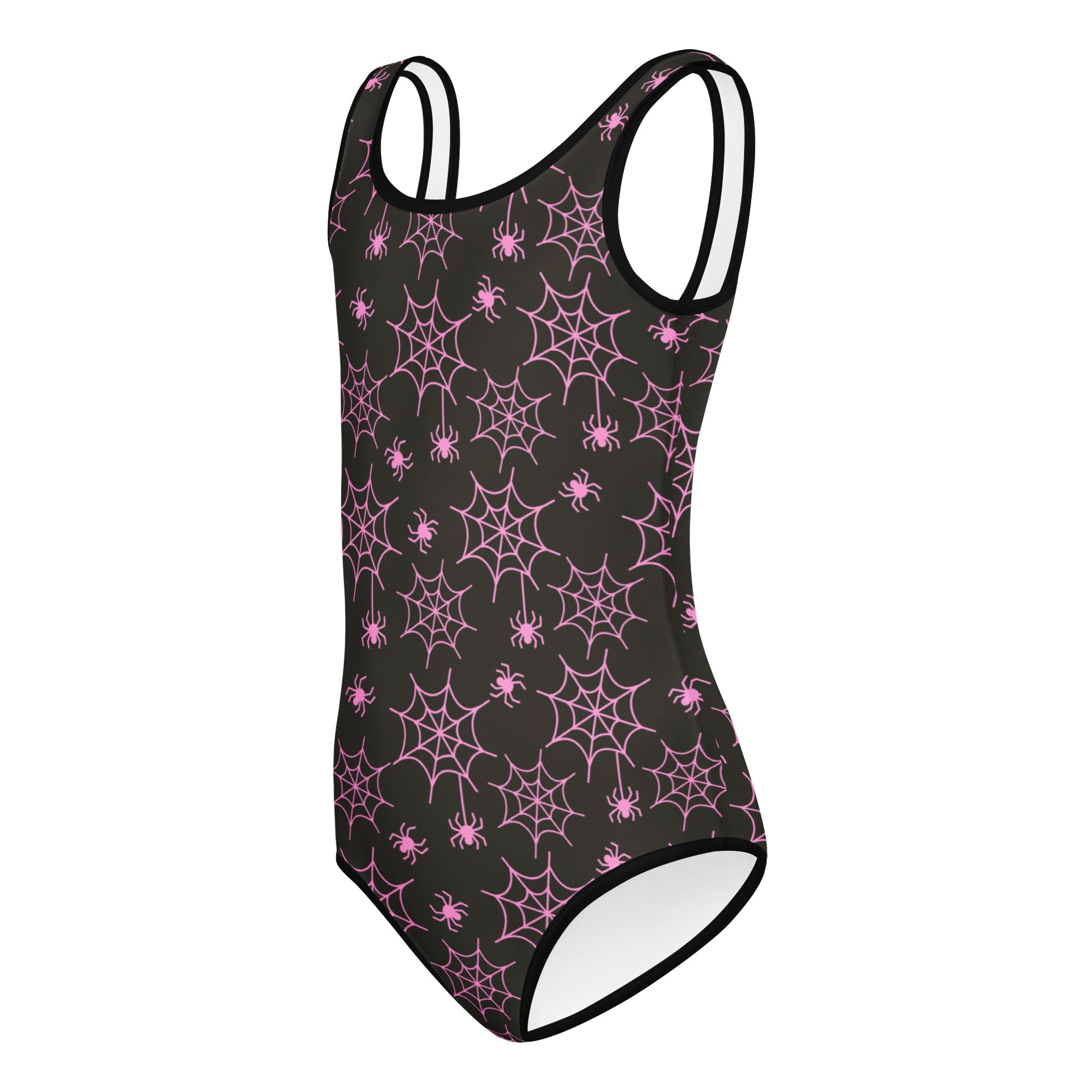 Girls Pink Spider Web Halloween Leotard – Buttery-Soft, Quick-Dry 4-Way Stretch Comfort for Dance & Gymnastics