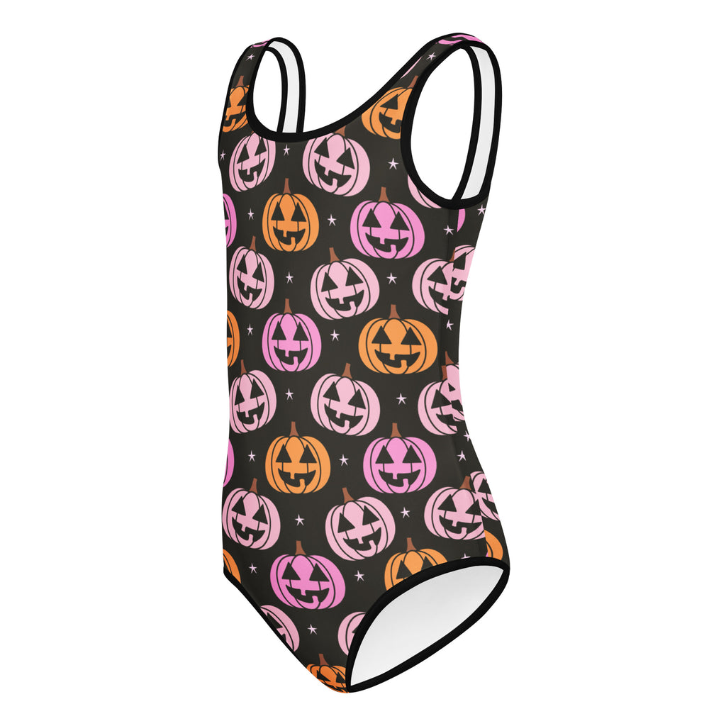Girls Pink & Orange Pumpkin Halloween Leotard – Buttery-Soft, Quick-Dry 4-Way Stretch Comfort for Dance & Gymnastics