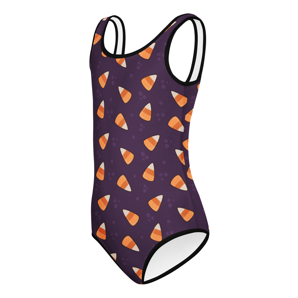 Girls Purple Candy Corn Halloween Themed Leotard – Buttery-Soft, Quick-Dry 4-Way Stretch Comfort for Dance & Gymnastics