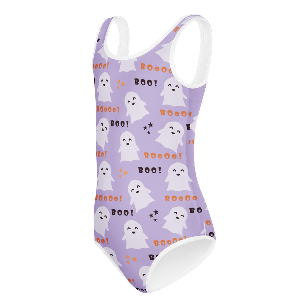 Girls Purple Ghost Halloween Leotard – Buttery-Soft, Quick-Dry 4-Way Stretch Comfort for Dance & Gymnastics