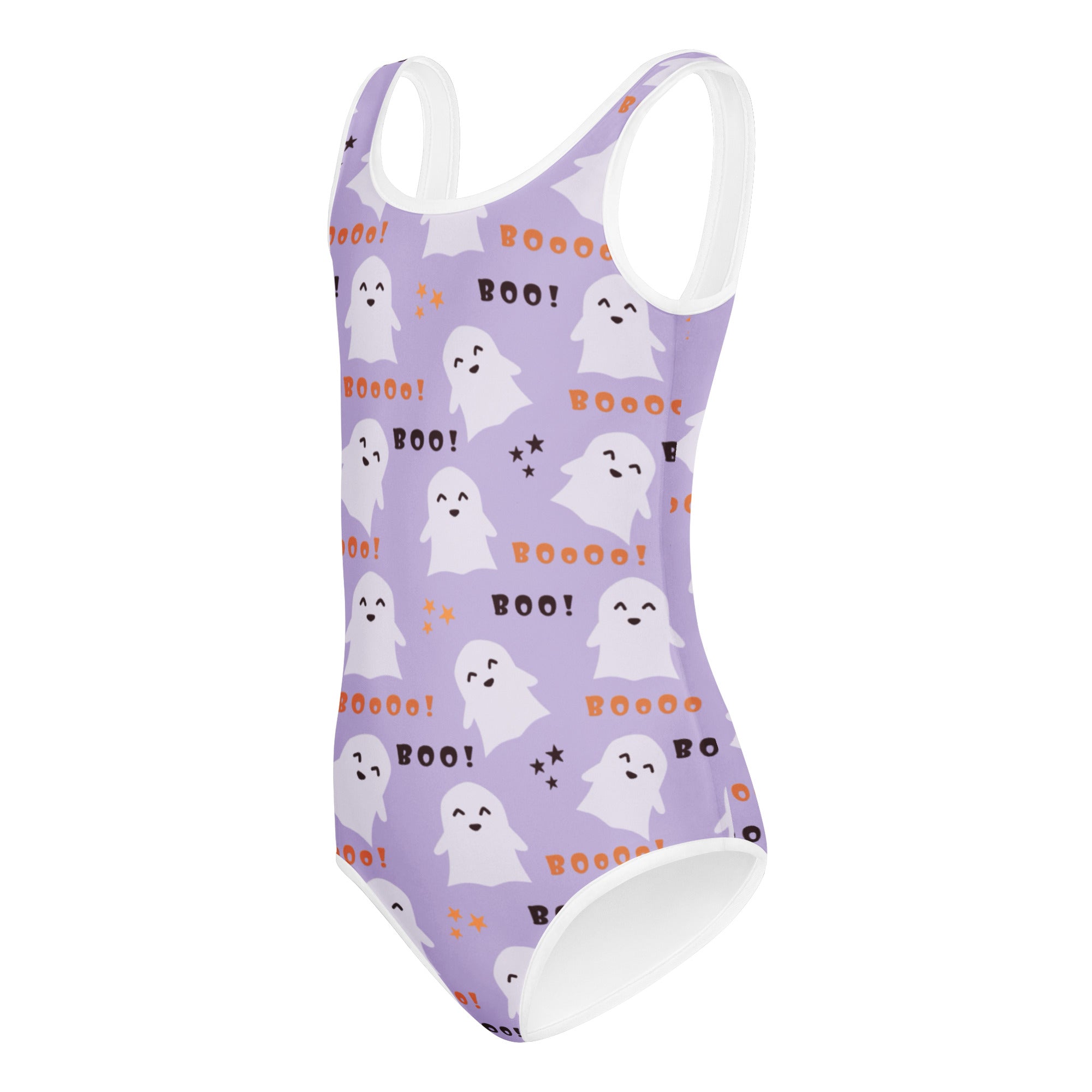 Girls Purple Ghost Halloween Leotard – Buttery-Soft, Quick-Dry 4-Way Stretch Comfort for Dance & Gymnastics