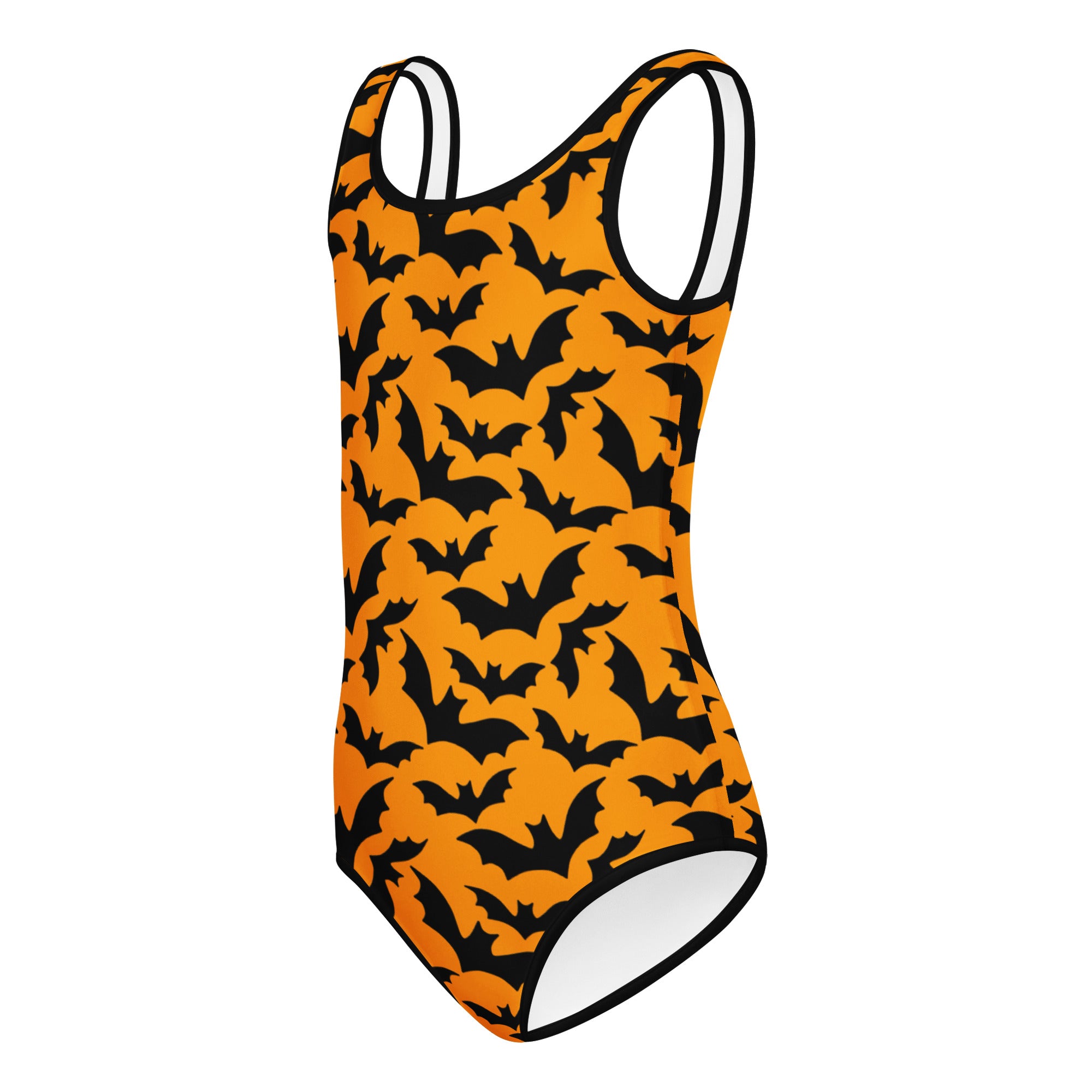 Girls Orange Bat Themed Halloween Leotard – Buttery-Soft, Quick-Dry 4-Way Stretch Comfort for Dance & Gymnastics