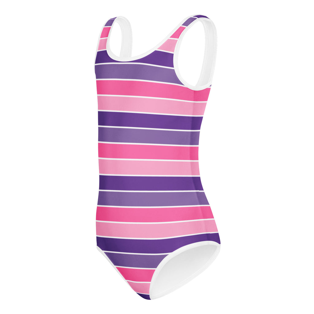 Girls Pink Purple Striped Leotard – Buttery-Soft, Quick-Dry 4-Way Stretch Comfort for Dance & Gymnastics