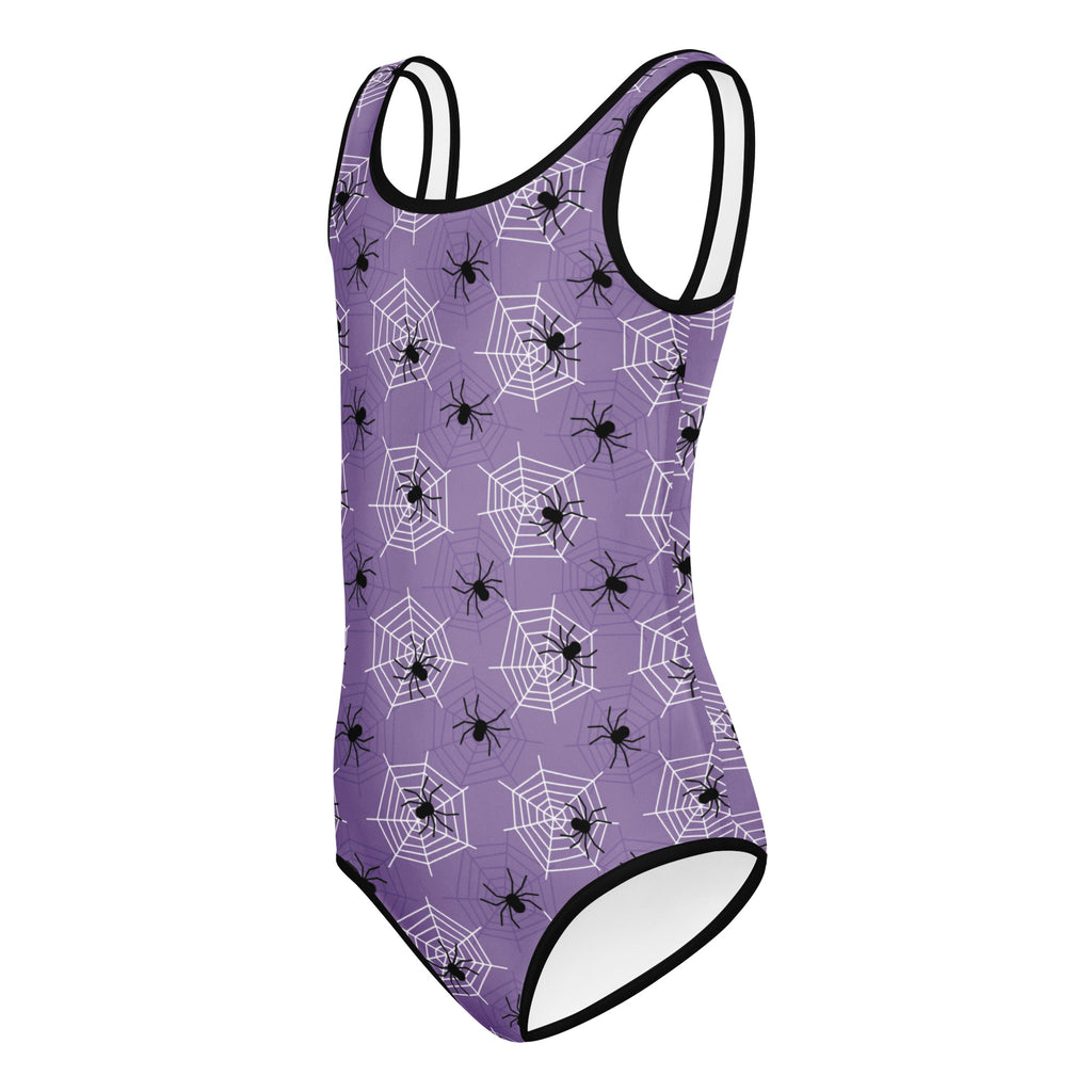 Girls Purple Spider Web Halloween Leotard – Buttery-Soft, Quick-Dry 4-Way Stretch Comfort for Dance & Gymnastics