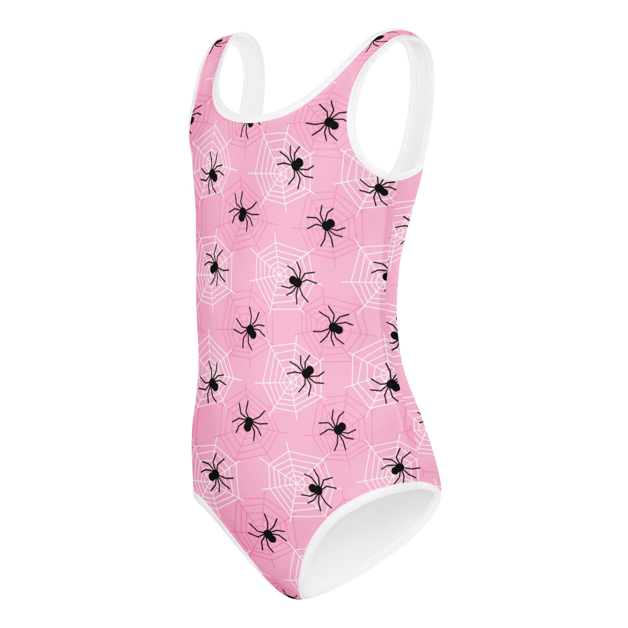 Girls Pink Spider Web Halloween Leotard – Buttery-Soft, Quick-Dry 4-Way Stretch Comfort for Dance & Gymnastics