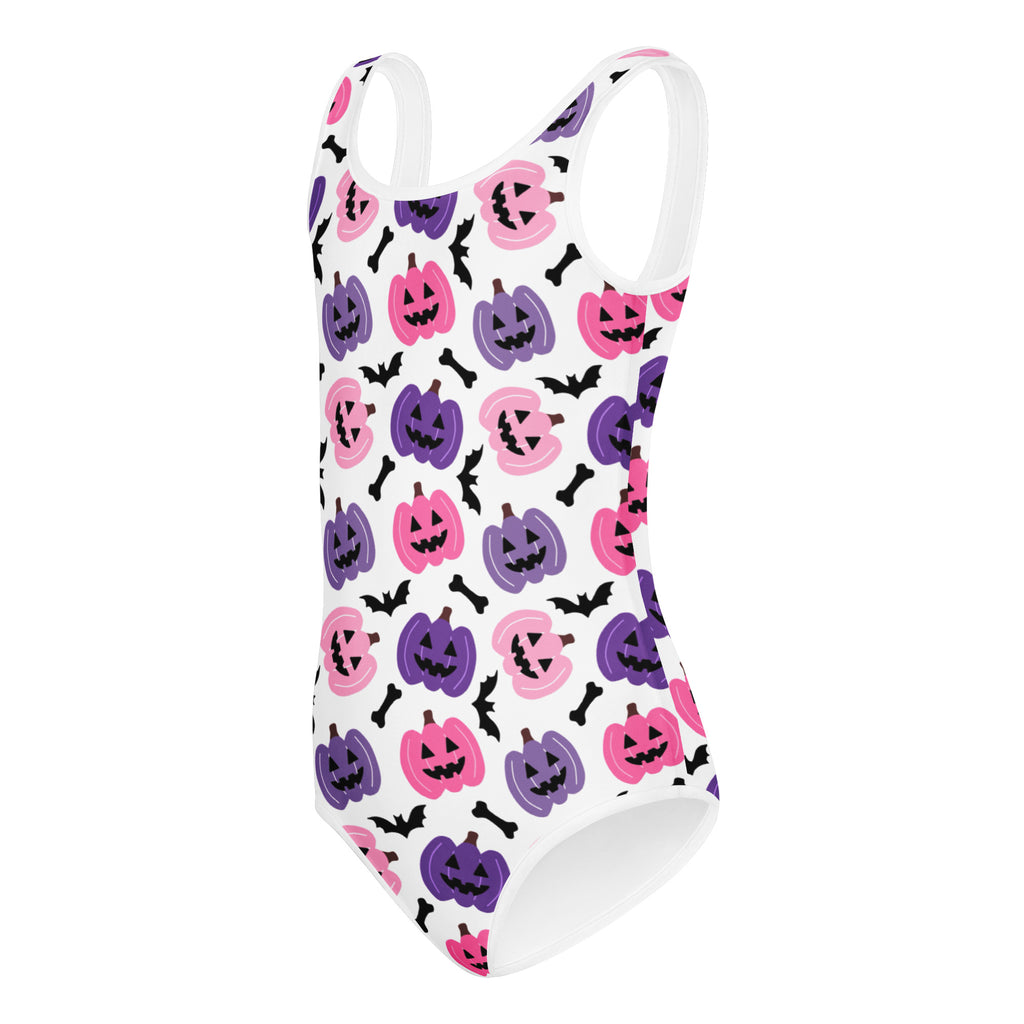 Girls Pink & Purple Pumpkin Halloween Leotard – Buttery-Soft, Quick-Dry 4-Way Stretch Comfort for Dance & Gymnastics