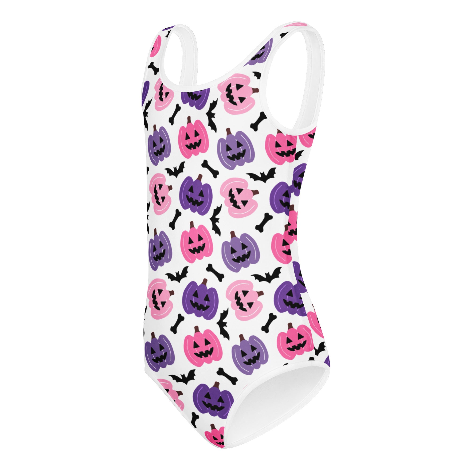 Girls Pink & Purple Pumpkin Halloween Leotard – Buttery-Soft, Quick-Dry 4-Way Stretch Comfort for Dance & Gymnastics