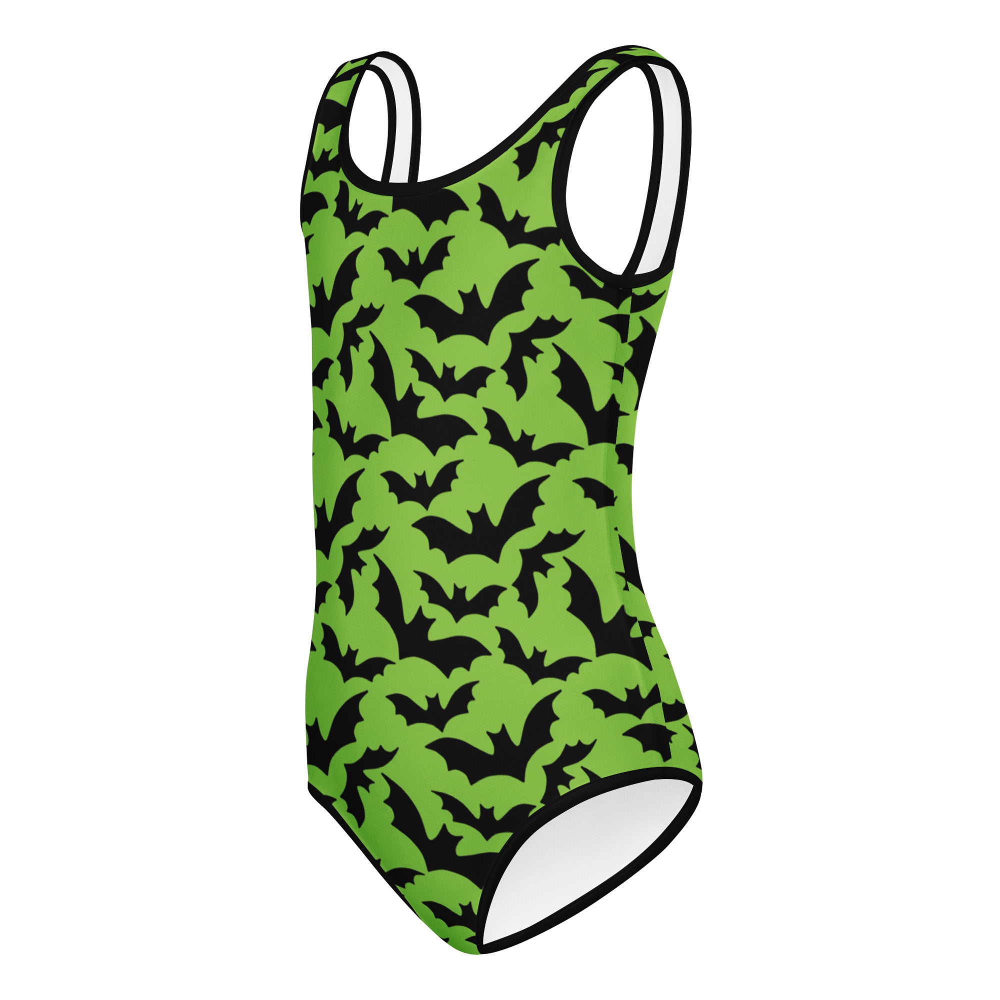 Girls Green Bat Themed Halloween Leotard – Buttery-Soft, Quick-Dry 4-Way Stretch Comfort for Dance & Gymnastics