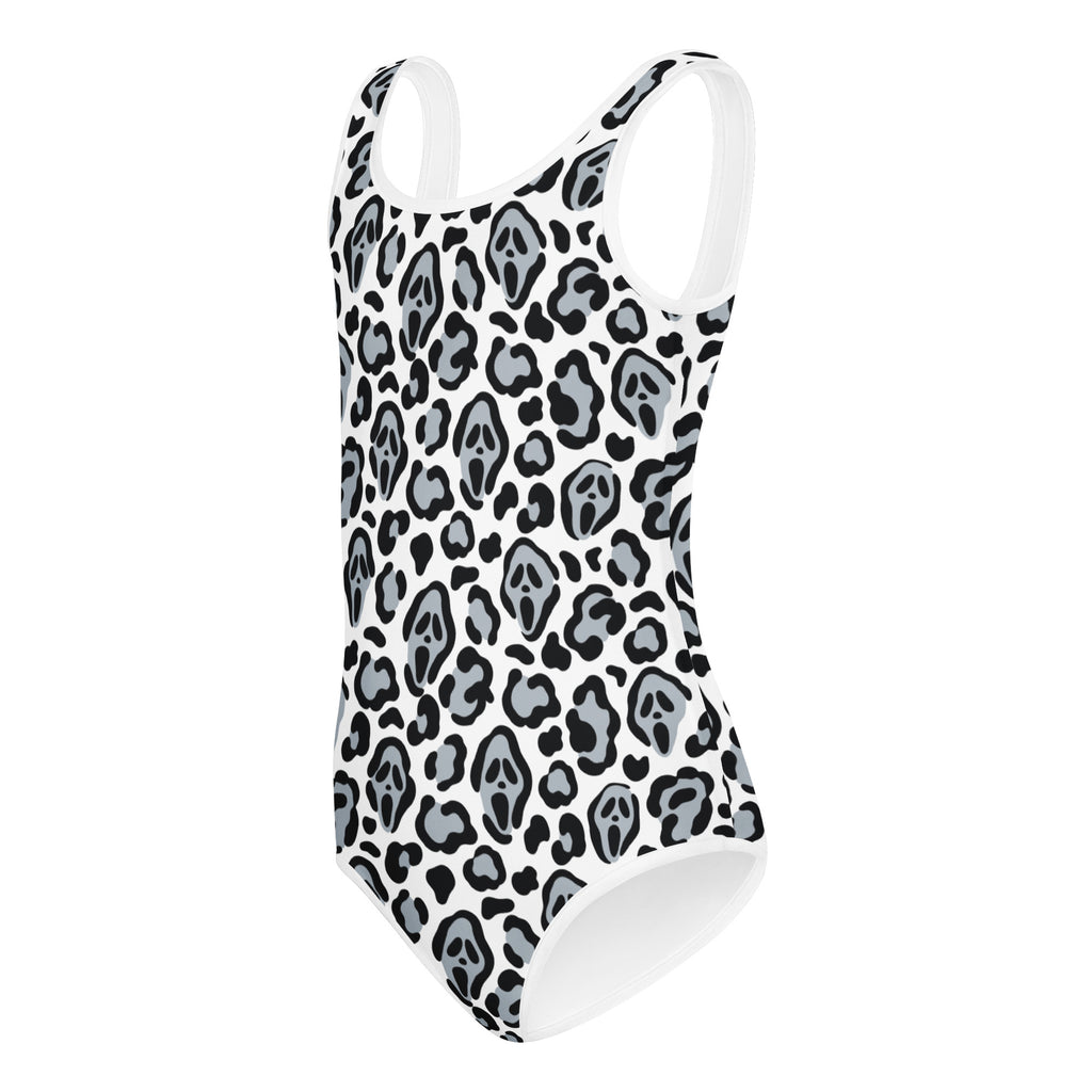 Girls Ghost Face Leopard Halloween Leotard – Buttery-Soft, Quick-Dry 4-Way Stretch Comfort for Dance & Gymnastics