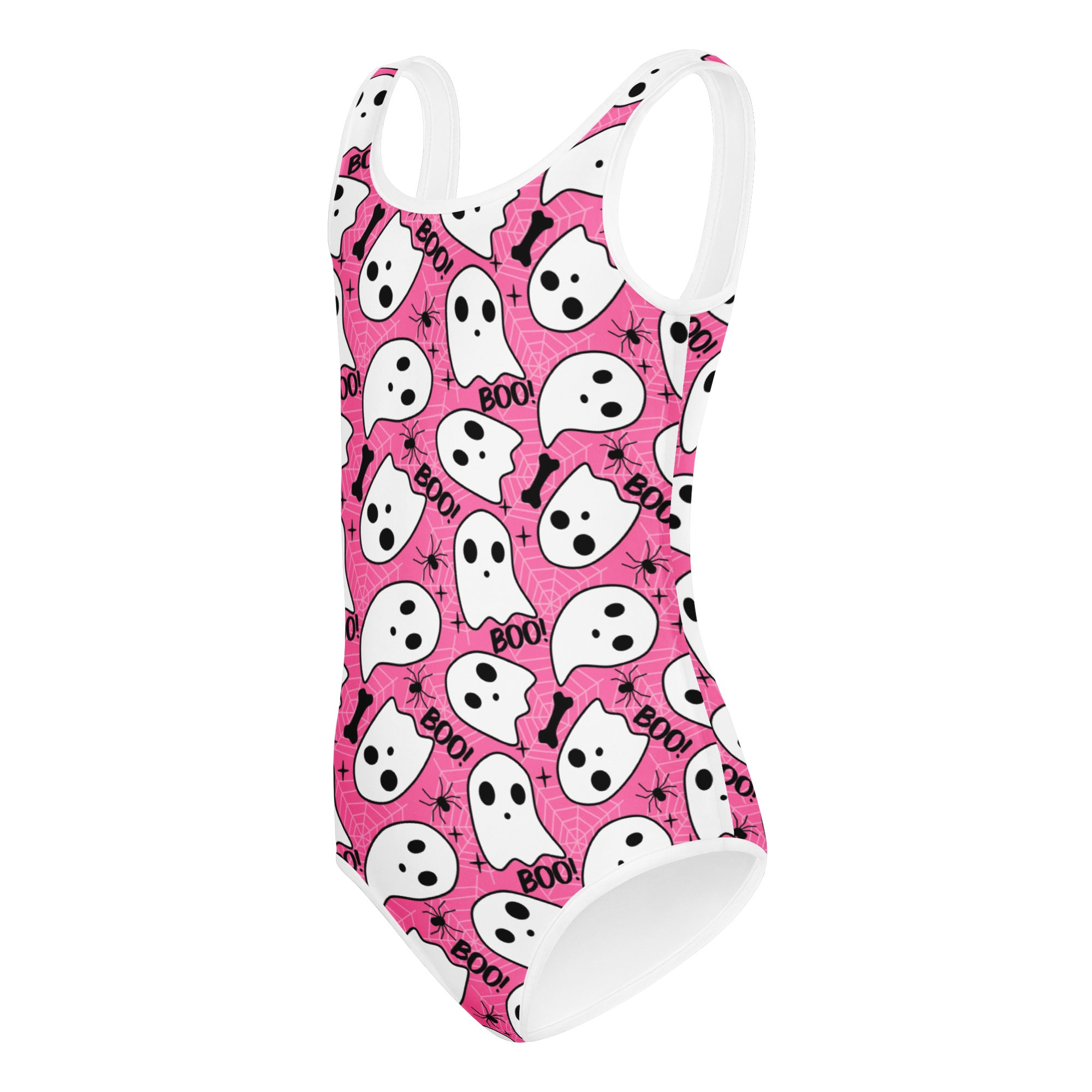 Girls Pink Ghost Halloween Leotard – Buttery-Soft, Quick-Dry 4-Way Stretch Comfort for Dance & Gymnastics