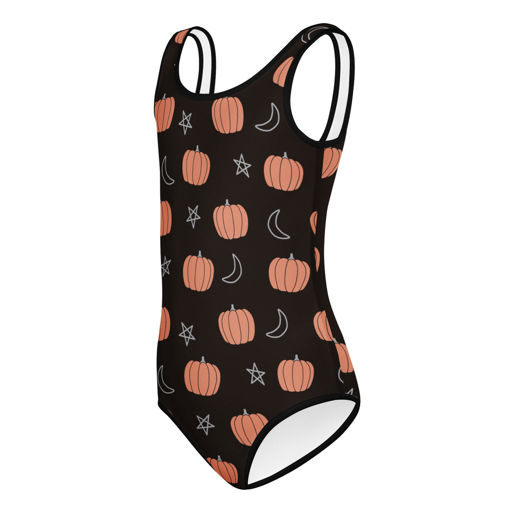 Girls Pumpkin Moon & Stars Halloween Leotard – Buttery-Soft, Quick-Dry 4-Way Stretch Comfort for Dance & Gymnastics
