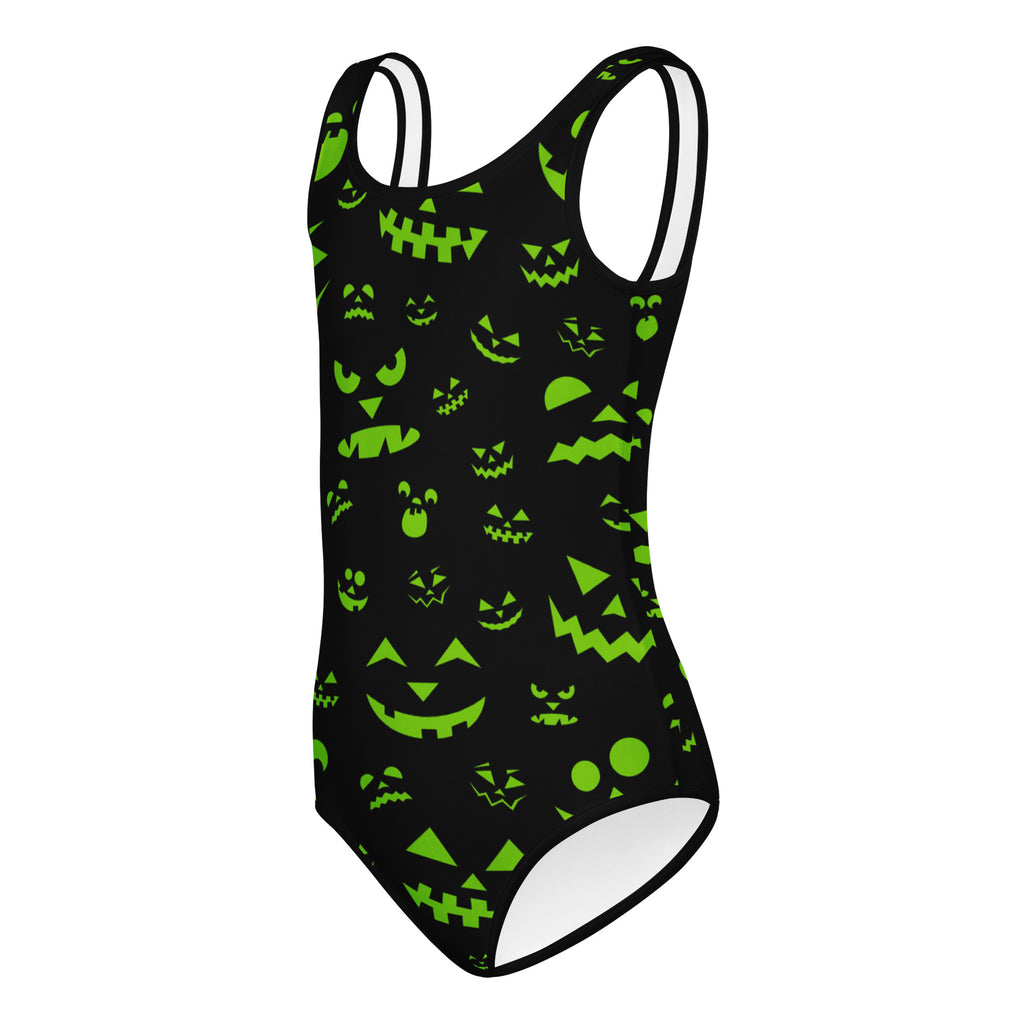 Girls Neon Green Jack O’ Lantern Halloween Leotard – Buttery-Soft, Quick-Dry 4-Way Stretch Comfort for Dance & Gymnastics