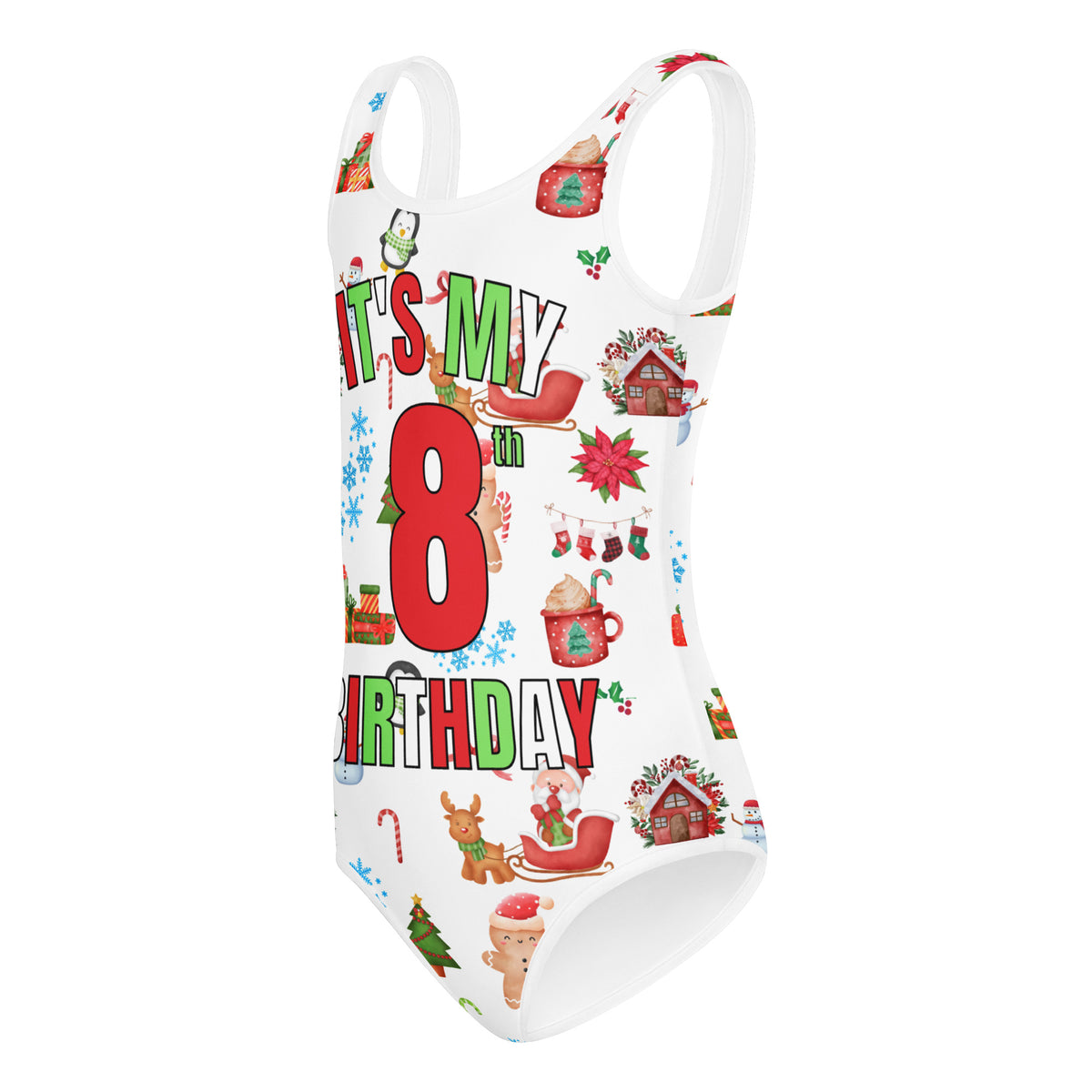 Girls Christmas Themed Custom Age It's My Birthday Leotard – Buttery-Soft, Quick-Dry 4-Way Stretch Comfort for Dance & Gymnastics