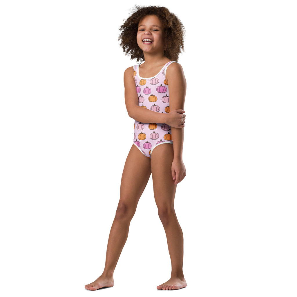 Girls Pink Orange Pumpkin Fall Leotard – Buttery-Soft, Quick-Dry 4-Way Stretch Comfort for Dance & Gymnastics