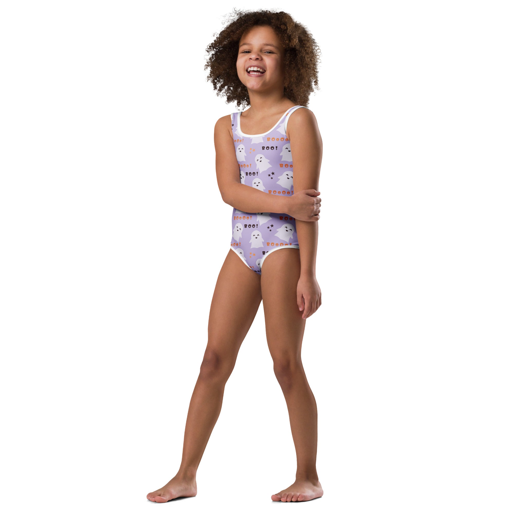 Girls Purple Ghost Halloween Leotard – Buttery-Soft, Quick-Dry 4-Way Stretch Comfort for Dance & Gymnastics