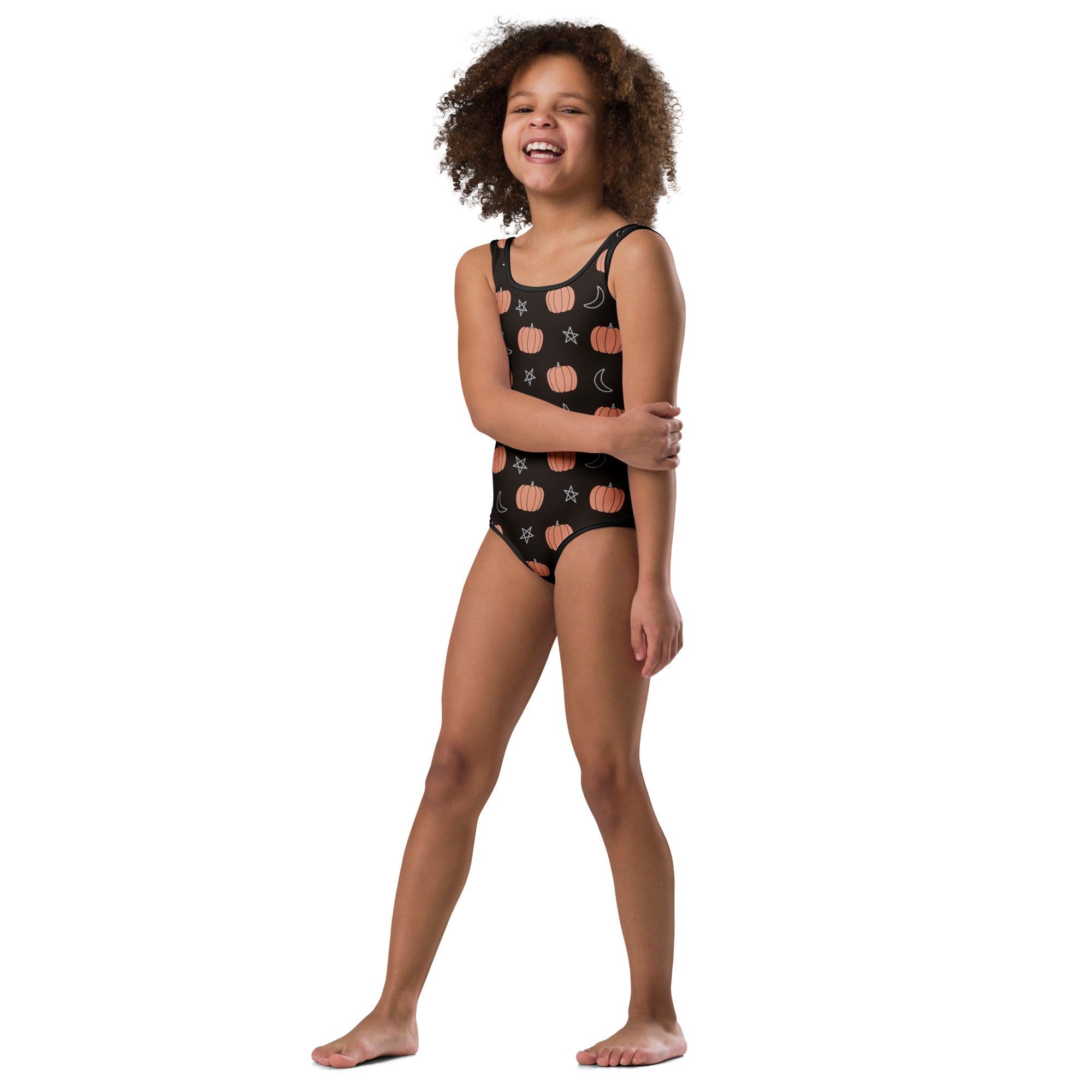 Girls Pumpkin Moon & Stars Halloween Leotard – Buttery-Soft, Quick-Dry 4-Way Stretch Comfort for Dance & Gymnastics