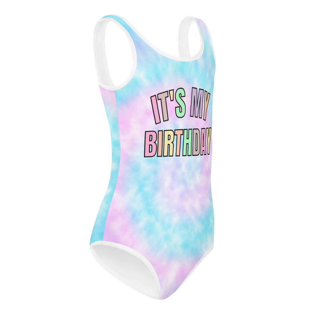 Girls Faux Tie Dye 'It's My Birthday' Buttery Soft Leotard - Quick Drying For Dance and Gymnastics
