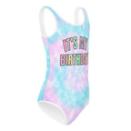 Girls Faux Tie Dye 'It's My Birthday' Buttery Soft Leotard - Quick Drying For Dance and Gymnastics